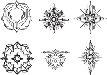 Set of elements for flat design, patterns, ornaments, mandalas. Hand drawn vector illustration