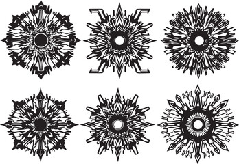 Set of elements for flat design, patterns, ornaments, mandalas. Hand drawn vector illustration