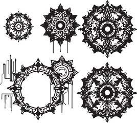 Set of elements for flat design, patterns, ornaments, mandalas. Hand drawn vector illustration
