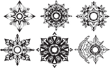 Set of elements for flat design, patterns, ornaments, mandalas. Hand drawn vector illustration