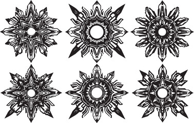 Set of elements for flat design, patterns, ornaments, mandalas. Hand drawn vector illustration