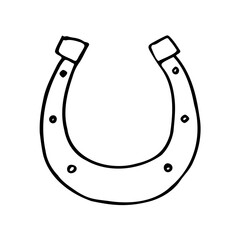 horseshoe doodle drawing - hand drawn line art drawing