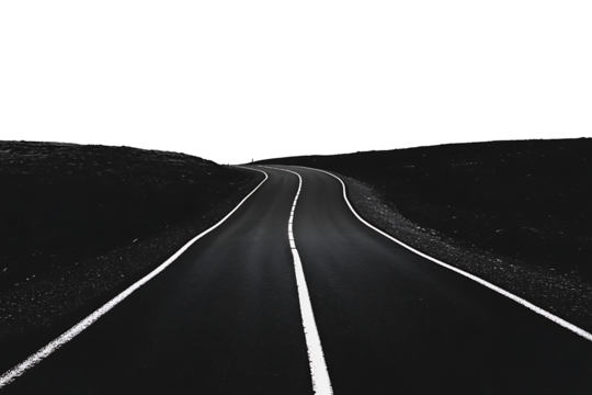 Curved asphalt road white lines white lines isolated on white background.PNG