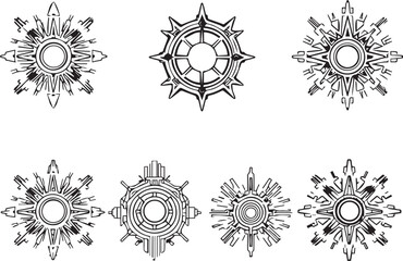 Set of elements for flat design, patterns, ornaments, mandalas. Hand drawn vector illustration