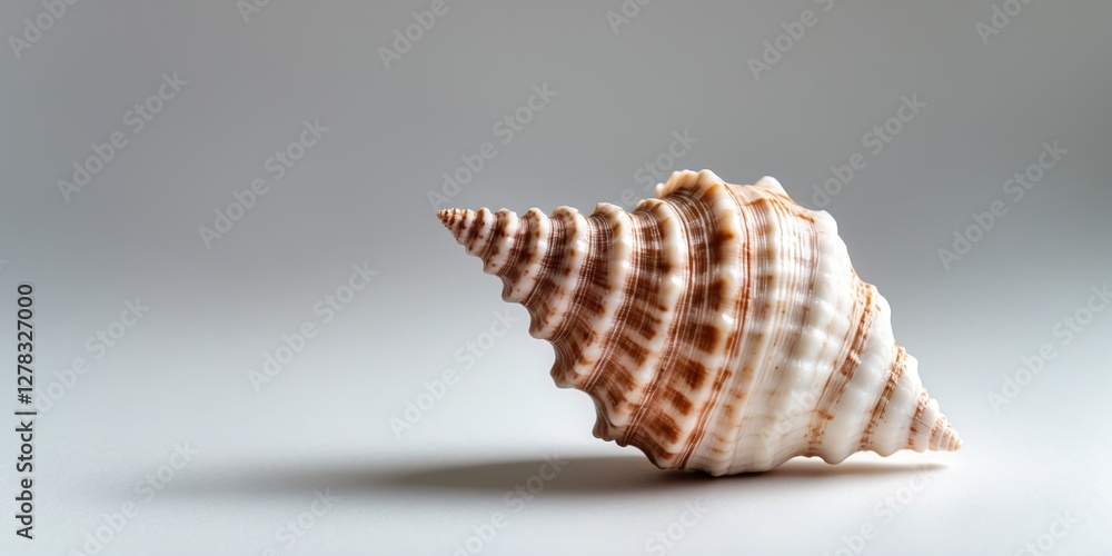 Poster elegant conch shell on a clean background showcasing intricate patterns and textures perfect for mar