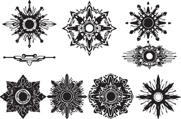 Set of elements for flat design, patterns, ornaments, mandalas. Hand drawn vector illustration