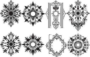 Set of elements for flat design, patterns, ornaments, mandalas. Hand drawn vector illustration