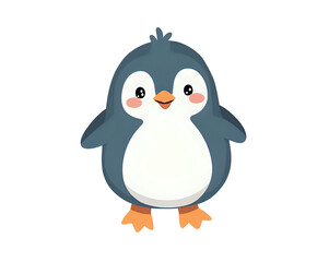 Fototapeta premium Lovely penguin cartoon illustration with transparent background - black and white body, orange details, cute design for kids