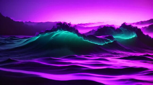 abstract colorful background with waves in blue, purple and green colors