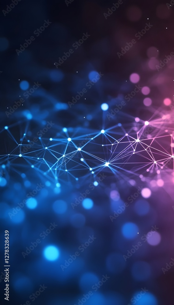 Aufkleber abstract network connection with nodes and lines in vibrant colors