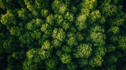 Fototapeta premium Aerial view of lush green forest nature landscape serenity tranquility