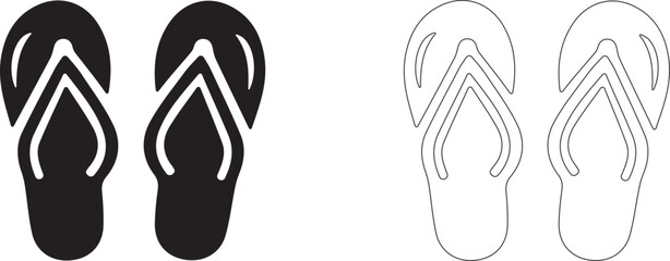 Beach flip flops. Vector icon.