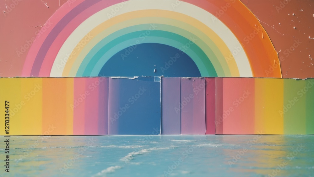 Poster colorful rainbow background with soft textured surface and space for custom text or messages