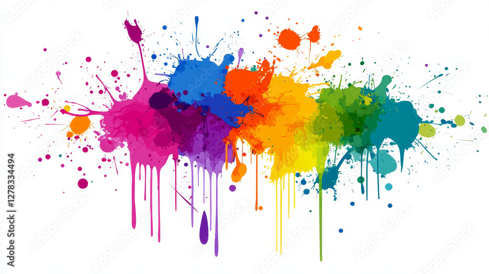 Poster white paint spray brushes, ink splashes and lines with splatters and drips. stains and strokes with 