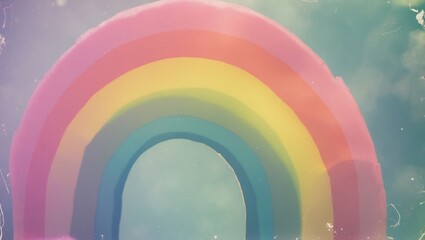 Obraz premium Vibrant rainbow arching across a bright sky with ample empty space for text or graphics, perfect for creative designs and promotions.