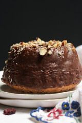 Delicious classic chocolate almond kouglof 