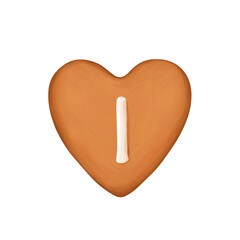Bright cookie- heart alphabet. Cute tasty letter I on white background