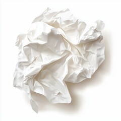 Highly detailed, realistic illustration of crumpled white tissue with soft folds, wrinkles, subtle shadows, and three-dimensional depth on a clean white background.