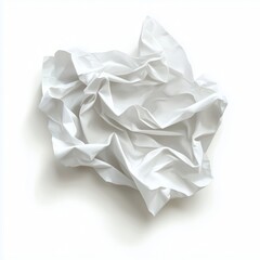 Highly detailed, realistic illustration of crumpled white tissue with soft folds, wrinkles, subtle shadows, and three-dimensional depth on a clean white background.