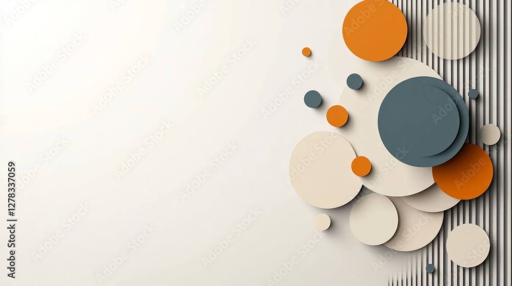 Poster a layout of various colored circles arranged artistically, combining smooth and textured elements ag