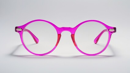 Fototapeta premium Vibrant Round Glasses with Transparent Frame Ideal for Vision Correction or Fashionable Accessory Showcasing Modern Playful Design
