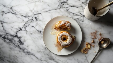 Scrumptious Cinnamon Rolls on a Marble Surface - A Perfect Breakfast Delight