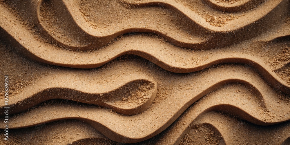 Poster waves of sand texture closeup with smooth patterns and space for textual overlay in a natural earthy