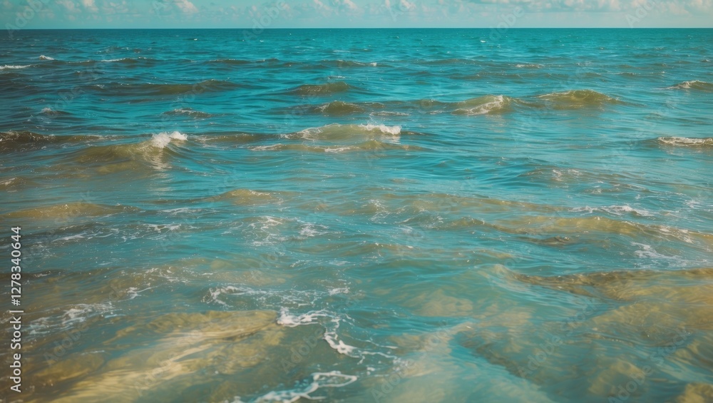 Poster tranquil blue ocean waves creating a serene water texture with ample empty space for personalized te