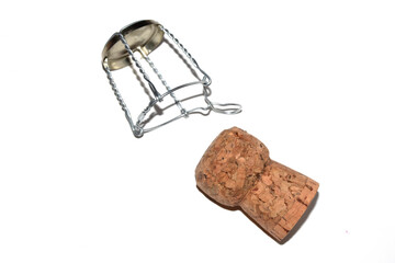 Prosecco Champaign Cork Popping on a White Background