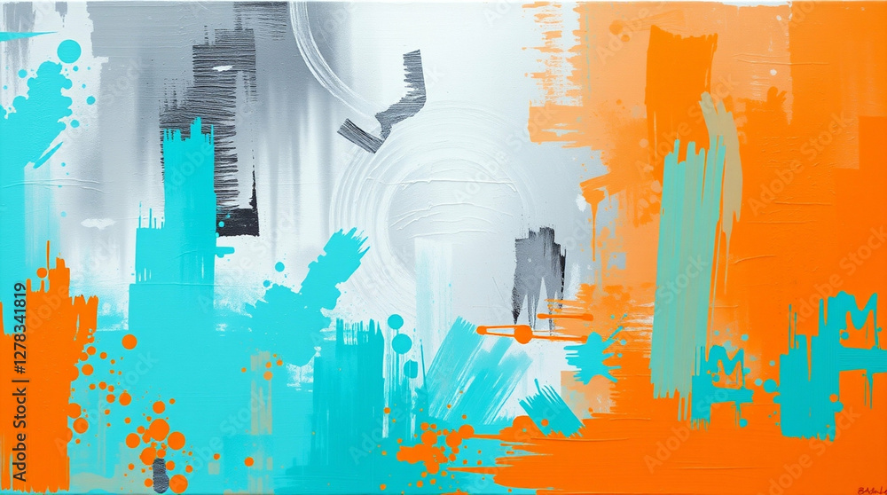 Poster energetic color splashes creating a dynamic contemporary artwork