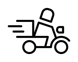 Fast delivery service icon. Bold black line art style. Perfect for app icons, websites, and presentations needing a quick, modern visual of speedy transportation and package delivery.