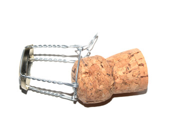 Prosecco Champaign Cork Popping on a White Background