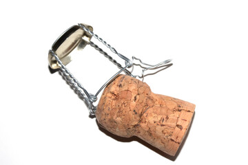 Prosecco Champaign Cork Popping on a White Background