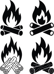 Bonfire Silhouette Collection, bonfire icons, logo