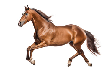 Obraz premium brown running horse isolated on white or transparent png