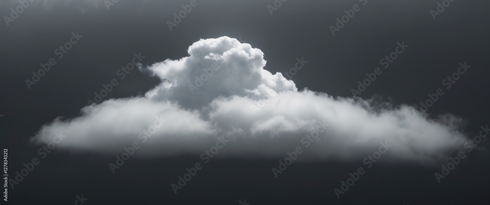 Poster isolated white cloud against dark background creating atmospheric contrast for design use with space