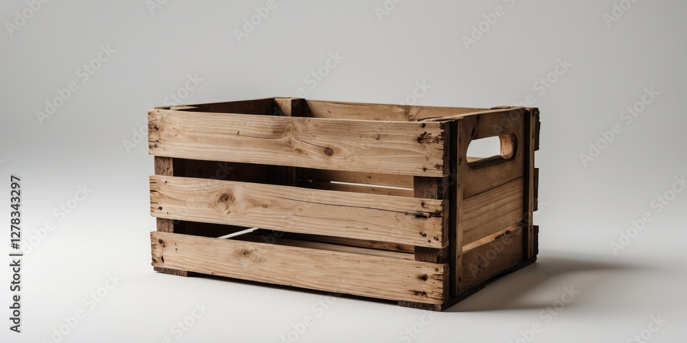 Poster rustic wooden crate isolated on white background with blank space for text and versatile display opt