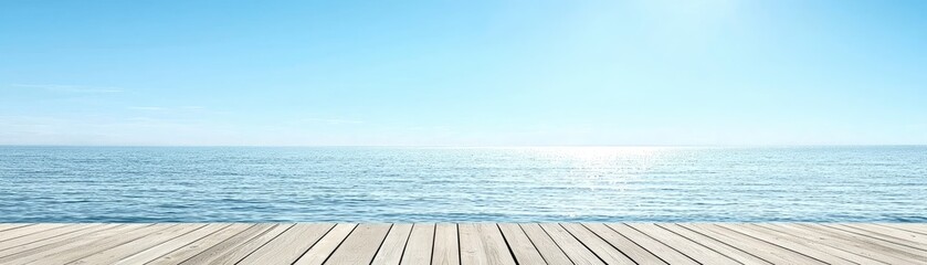 Obraz premium Peaceful Ocean View from Wooden Deck