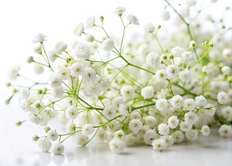 Delicate Gypsophila Flowers Isolated on White Background - Perfect for Wedding Invitations & Floral Designs