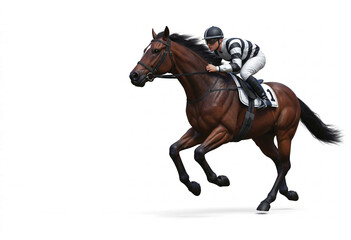 Horse racing jockey. AI generated Sport, Champion, Racetrack, Equestrian and Derby icon. Free blank copy space poster or banner for media and web. Competition or tournament advertisement idea.