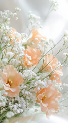 Obraz premium Bouquet of white flowers with pink petals