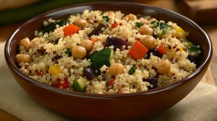 Vibrant Quinoa Bowl with Colorful Vegetables and Chickpeas: A Healthy and Delicious Meal