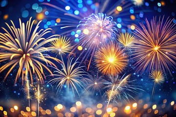 Naklejka premium Midnight Blue Fireworks: Minimalist New Year's Eve Macro Photography