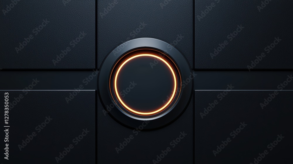 Poster abstract design featuring a glowing circular element on a dark surface with smooth panels for modern
