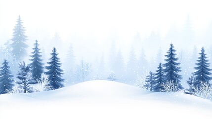 Serene winter landscape with snowy pines and frosty atmosphere