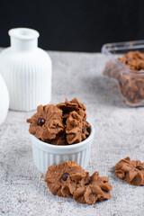 Chocolate topping cookies. Cookies with chocolate chip topping. Eid cookies. Suitable for recipes, articles, catalogs, or other commercial purposes. Eid cookies