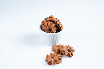Chocolate topping cookies. Cookies with chocolate chip topping. Eid cookies. Suitable for recipes, articles, catalogs, or other commercial purposes. Eid cookies