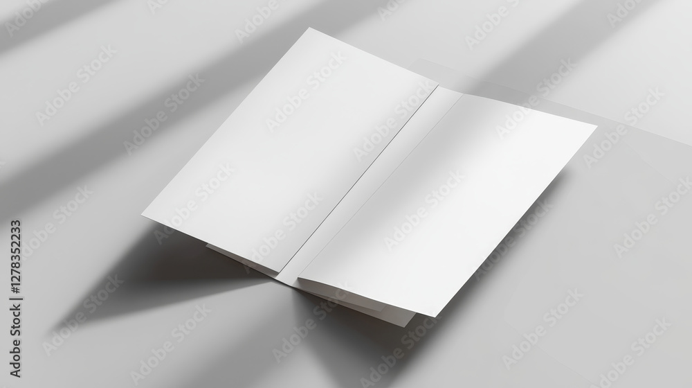 Aufkleber tri fold white empty leaflet mockup in different angles of view. open trifold blank paper brochure t