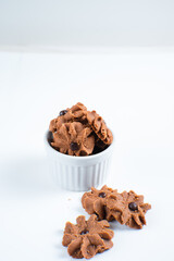 Chocolate topping cookies. Cookies with chocolate chip topping. Eid cookies. Suitable for recipes, articles, catalogs, or other commercial purposes. Eid cookies