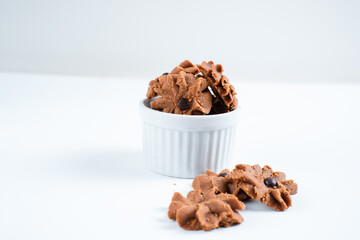 Chocolate topping cookies. Cookies with chocolate chip topping. Eid cookies. Suitable for recipes, articles, catalogs, or other commercial purposes. Eid cookies